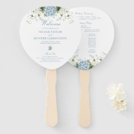Blauwe Hortensia Huwelijksceremonieprogramma Handwaaier