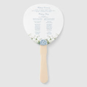 Blauwe Hortensia Huwelijksceremonieprogramma Handwaaier (Achterkant)