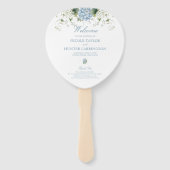 Blauwe Hortensia Huwelijksceremonieprogramma Handwaaier (Voorkant)