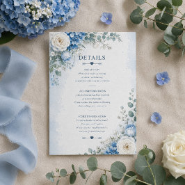Blauwe Hortensia Huwelijksdetails Kaart