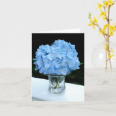 Blauwe hortensia in een vaas Blank Note Kaart (Gele Bloem)