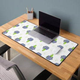 Blauwe Hortensia in Groene Vaas Bloempatroon Bureaumat
