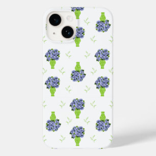Blauwe Hortensia in Groene Vaas Bloempatroon Case-Mate iPhone 14 Hoesje