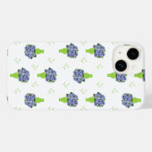 Blauwe Hortensia in Groene Vaas Bloempatroon Case-Mate iPhone Case (Achterkant (horizontaal))