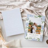 Blauwe hortensia ingelijst Foto Sla de datum op Kaart