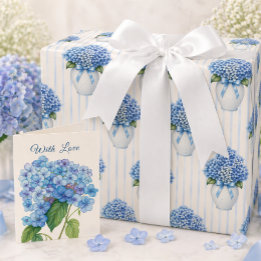 Blauwe Hortensia Inpakpapier Elegant Bloemengesche