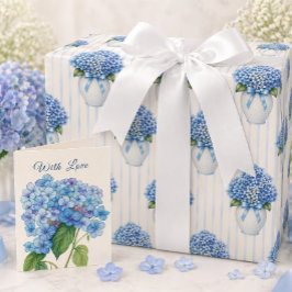 Blauwe Hortensia Inpakpapier Elegant Bloemengesche