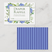 Blauwe Hortensia Jongens Baby Shower Luier Raffle Informatiekaartje (Voorkant / Achterkant)