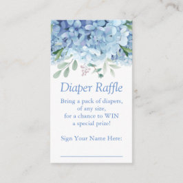 Blauwe Hortensia Jongens Luier Raffle Ticket Informatiekaartje