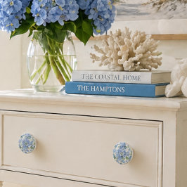Blauwe Hortensia Kastknop Kustdecoratie Keramische Knop