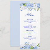 Blauwe Hortensia Klassiek Menu (Voorkant / Achterkant)