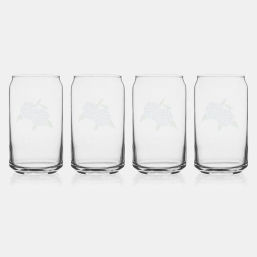 Blauwe Hortensia Klassieke Kust Bruidsdouche Blikvorm Glas (Achterkant)