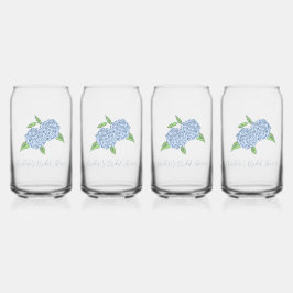 Blauwe Hortensia Klassieke Kust Bruidsdouche Blikvorm Glas