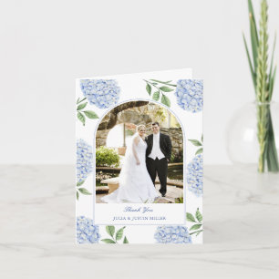 Blauwe Hortensia Klassieke Trouwfoto Dank Je Kaart