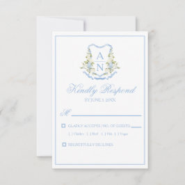 Blauwe Hortensia Kuif Monogram RSVP Kaarten Kaartje