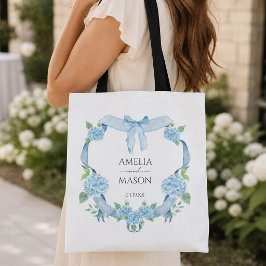 Blauwe Hortensia Kuif Waterverf Bruiloft Tote Bag