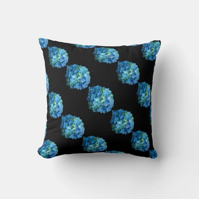 Blauwe Hortensia Kussen (Voorkant)