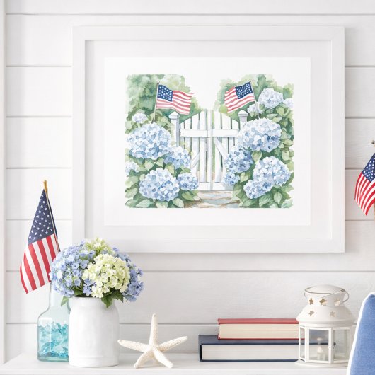 Blauwe Hortensia Kust-Amerikaanse Tuin Poster
