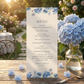 Blauwe Hortensia Kust Bruiloft Plat Menu