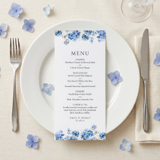 Blauwe Hortensia Kust Bruiloft Plat Menu