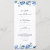 Blauwe Hortensia Kust Bruiloft Plat Menu (Voorkant)