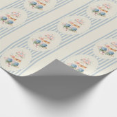 Blauwe Hortensia Kustgestreepte Bruidsdouche Cadeaupapier (Hoek)
