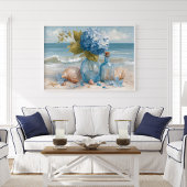 Blauwe Hortensia Kuststrand | Strandposter Poster