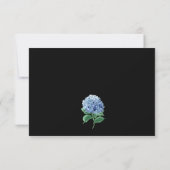 Blauwe Hortensia Lantaarn Zwarte Boho Bruiloft RSVP Kaartje (Achterkant)