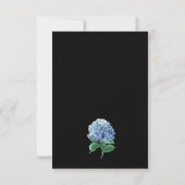 Blauwe Hortensia Lantaarn Zwarte Boho Bruiloft RSVP Kaartje (Achterkant)