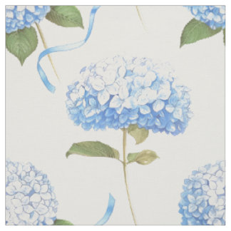 Blauwe Hortensia Lint Bloemmotief Stof