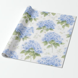 Blauwe Hortensia Luxe Bloemen Inpakpapier