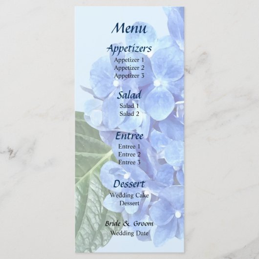 Blauwe Hortensia Menu (Voorkant)
