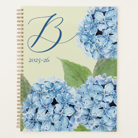 Blauwe hortensia met Initiaal Planner (Voorkant)