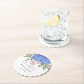 Blauwe Hortensia Moderne  Bloemrijke Bruidsuitnodi Kartonnen Onderzetters (Insitu)