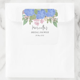 Blauwe Hortensia Moderne  Bruiloftsshower Servet Vierkante Sticker