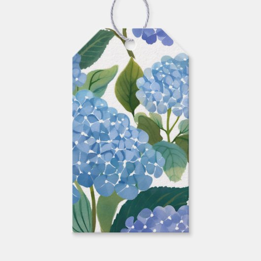Blauwe Hortensia Mooie Bloemblaadjes Bloem Cadeaulabel (Voorkant)