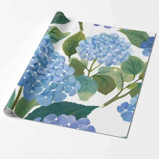 Blauwe hortensia | Mooie bloemen Struik Cadeaupapier (Uitgerold)