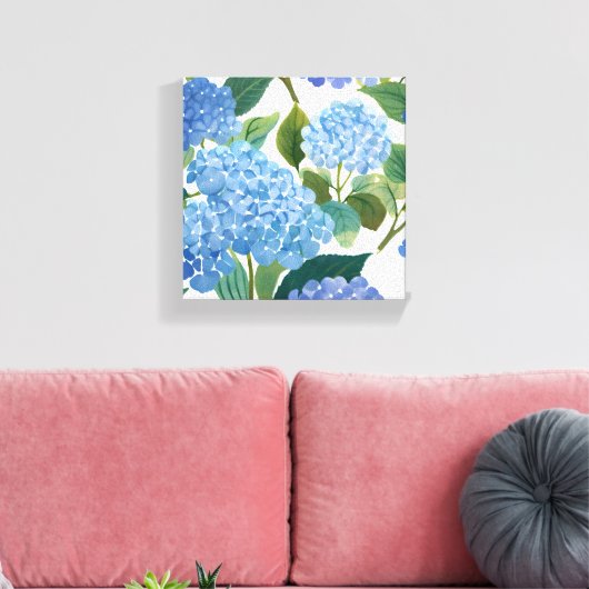 Blauwe hortensia | Mooie bloemen Struik Canvas Afdruk (Insitu (Woonkamer))