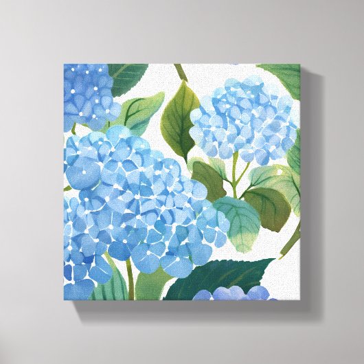 Blauwe hortensia | Mooie bloemen Struik Canvas Afdruk (Voorkant)