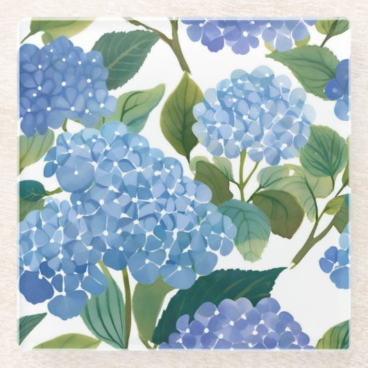 Blauwe hortensia | Mooie bloemen Struik Glazen Onderzetter (Voorkant)
