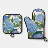 Blauwe hortensia | Mooie bloemen Struik Ovenwant & Pannenlap Set (Voorkant)