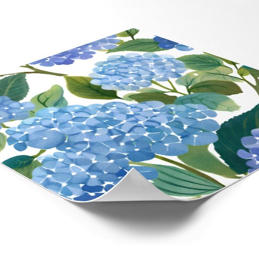 Blauwe hortensia | Mooie bloemen Struik Poster (Hoek)