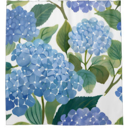 Blauwe hortensia | Mooie bloemen Waterverf Douchegordijn