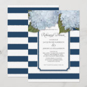 Blauwe Hortensia Oefenavondeten Navy Streep Modern Kaart (Voorkant / Achterkant)