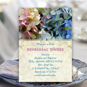 Blauwe Hortensia Oefenavondmaal Vintage Bloemen Kaart