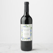Blauwe Hortensia Oefendiner Wijn Etiket (Voorkant)