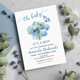 Blauwe Hortensia Oh, Jongen Het is een Jongen Baby Kaart