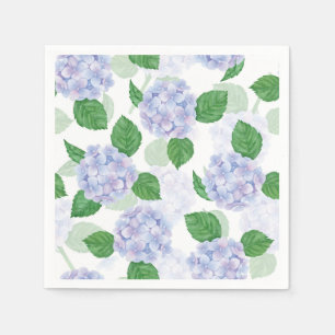 Blauwe Hortensia Papieren Servet, Bloemrijke Feest Servet