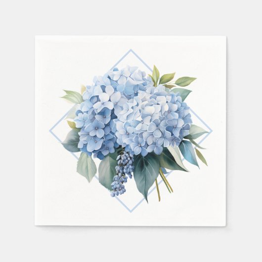 Blauwe Hortensia Papieren Servetten (Voorkant)