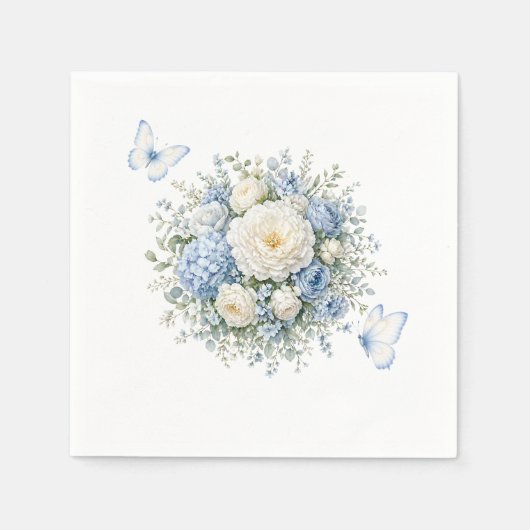 Blauwe Hortensia Papieren Servetten (Voorkant)